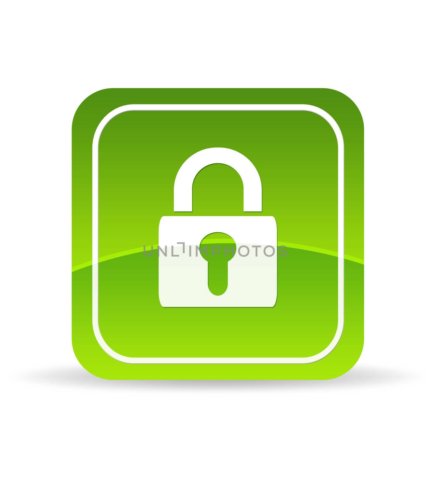 High resolution green lock icon on white background.