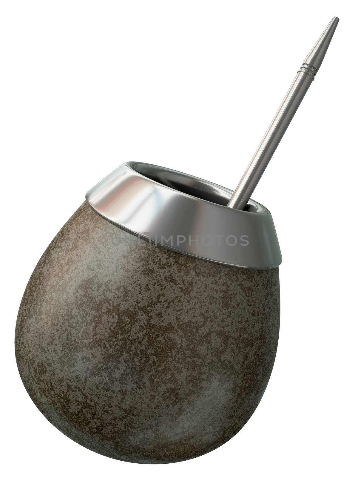 Traditional yerba mate cup isolated on white background. 3D render.