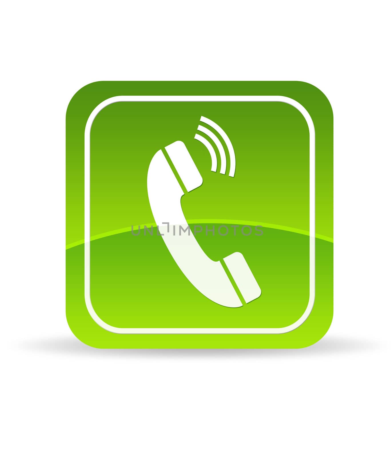 High resolution green phone icon on white background.