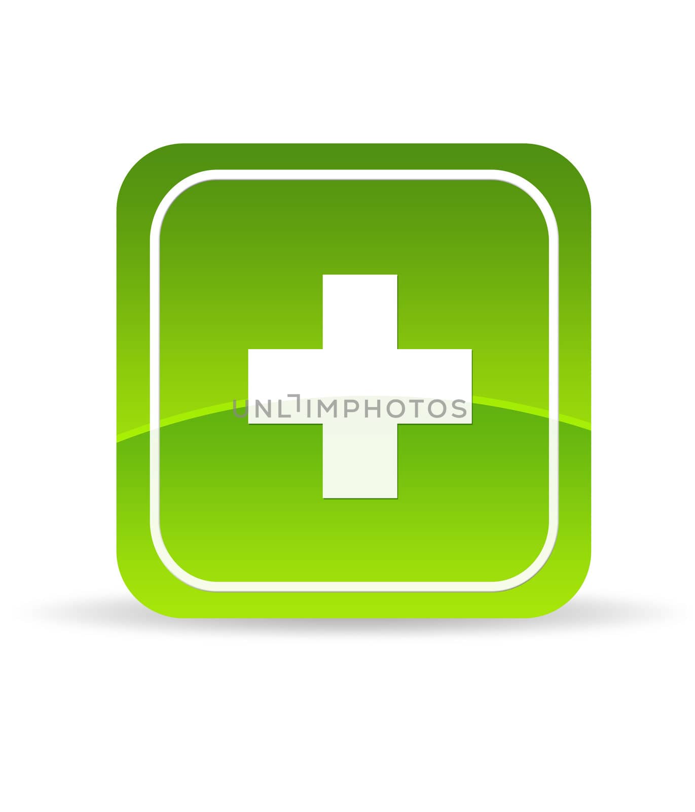 High resolution green plus icon on white background.