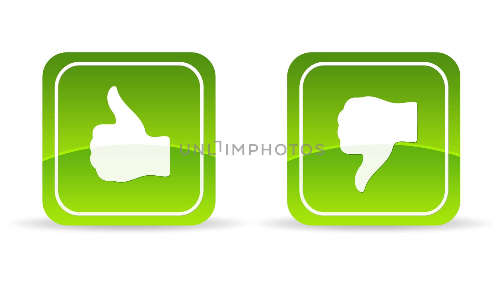 High resolution green thumbs up and down Icon on white background.