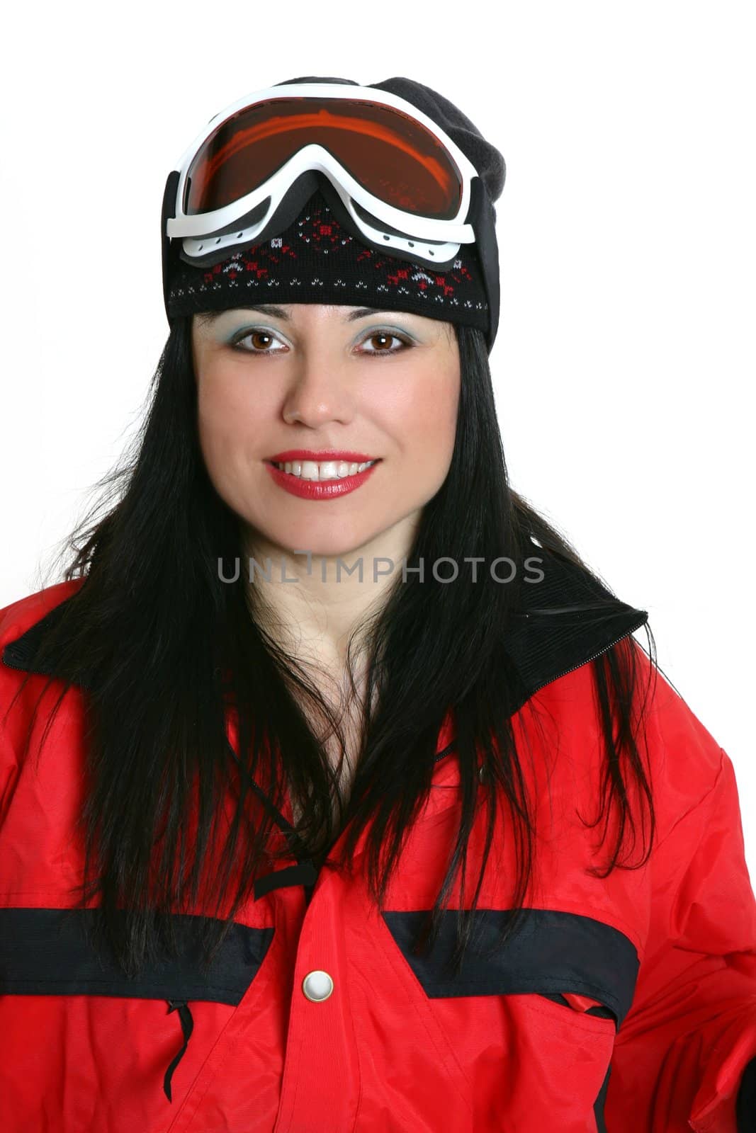Smiling female skier by lovleah