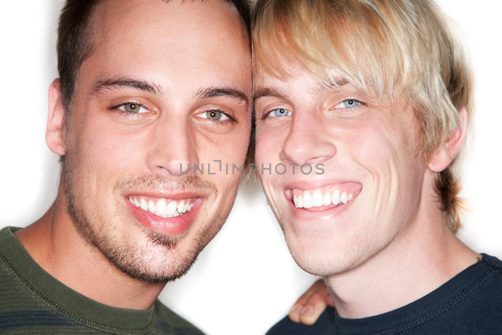 Closeup shot of two handsome male friends