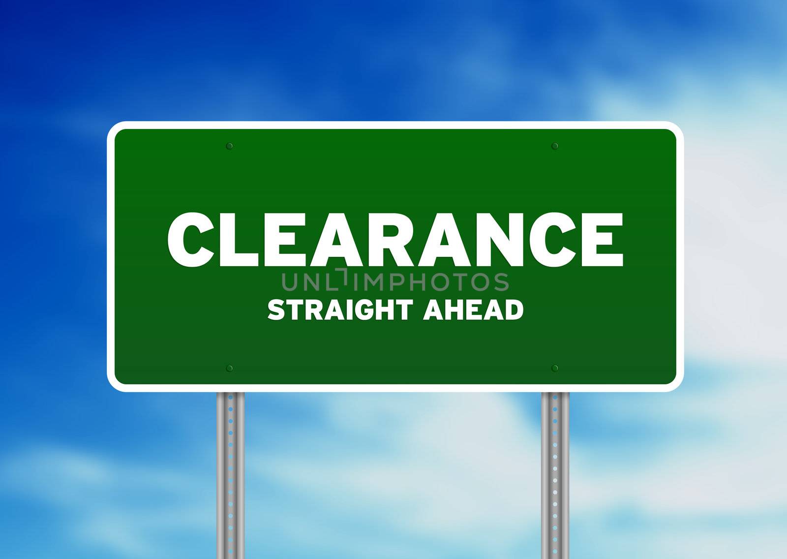 High resolution graphic of a clearance highway sign on Cloud Background. 