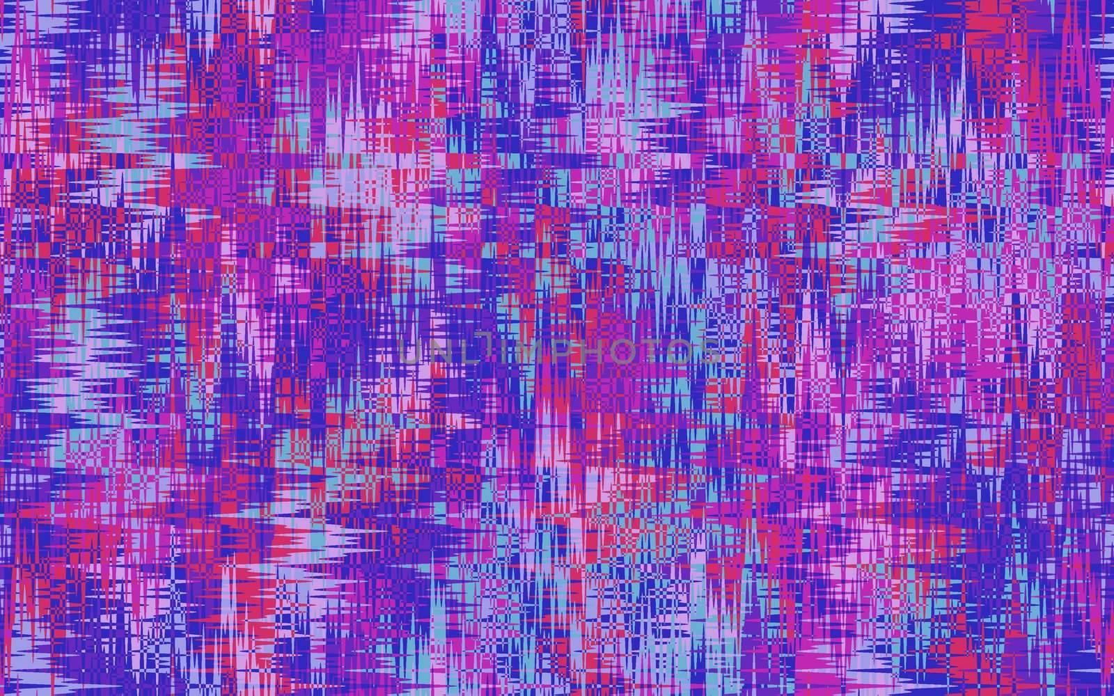distorted overlapping pink and purple shapes create an interwoven pattern