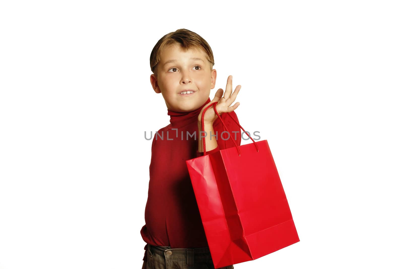 Young boy shopping for gifts
