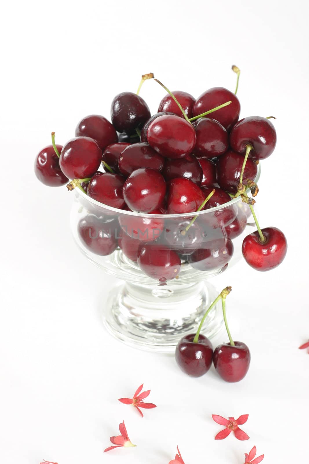 Cherries in glass bowl