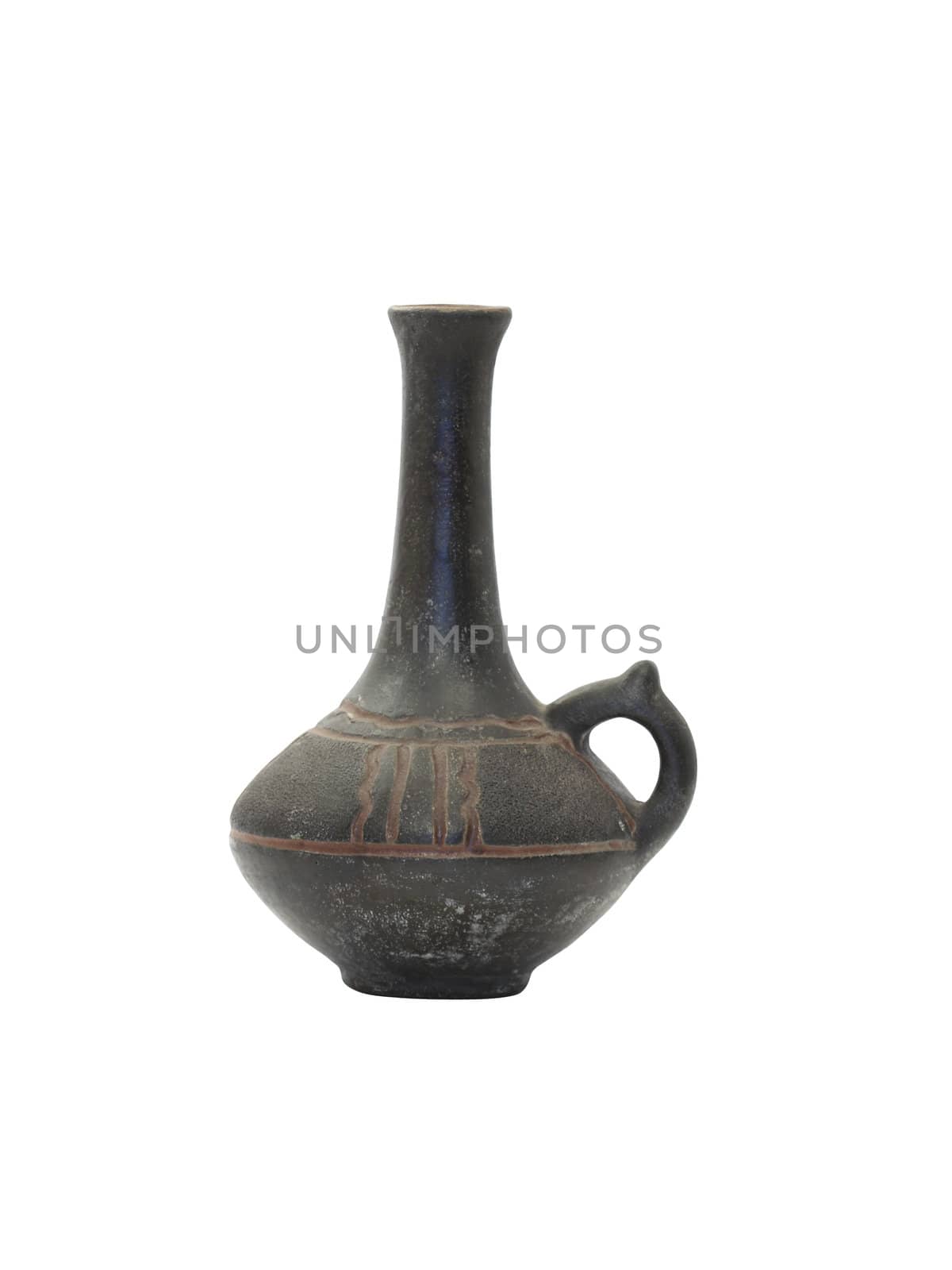 Nice ancient ceramic vase isolated on white with clipping path