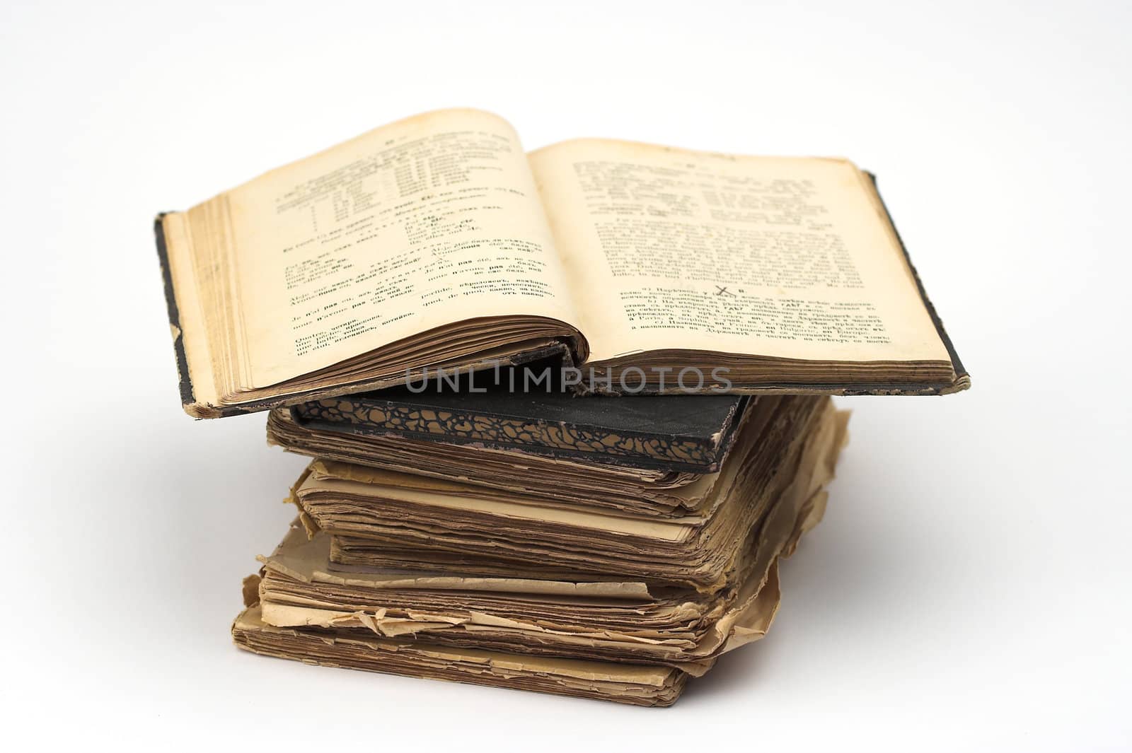 Stack of old books,isolated