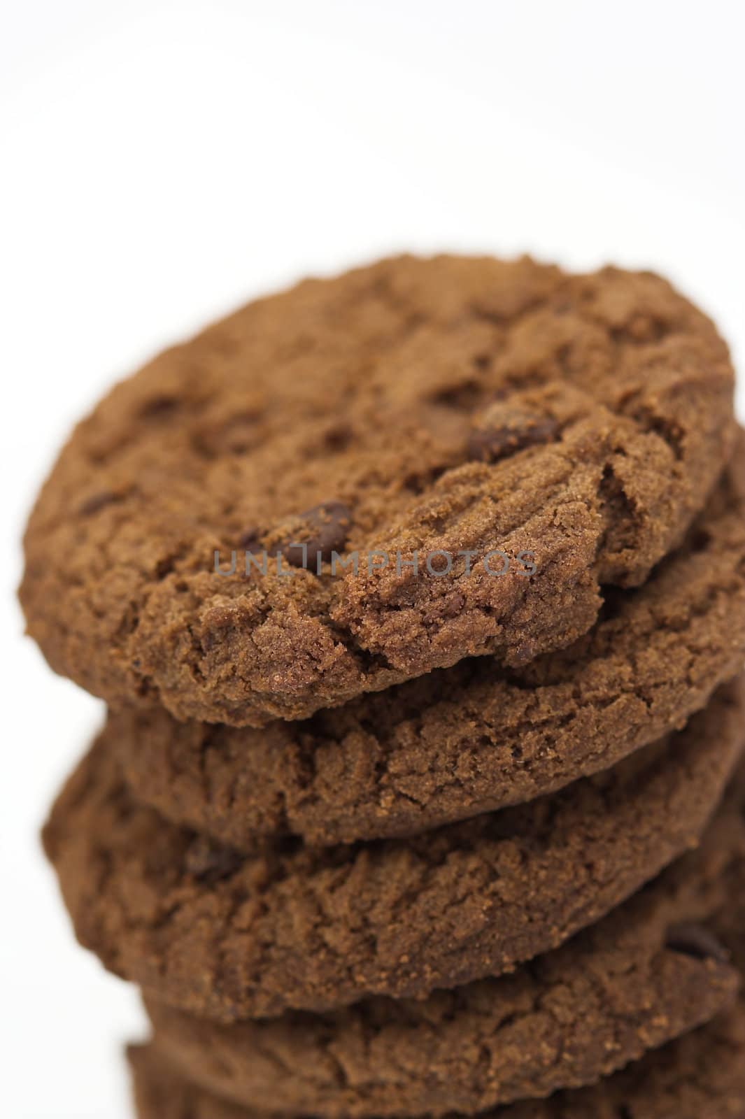 Stack of  chocolate cookies close up