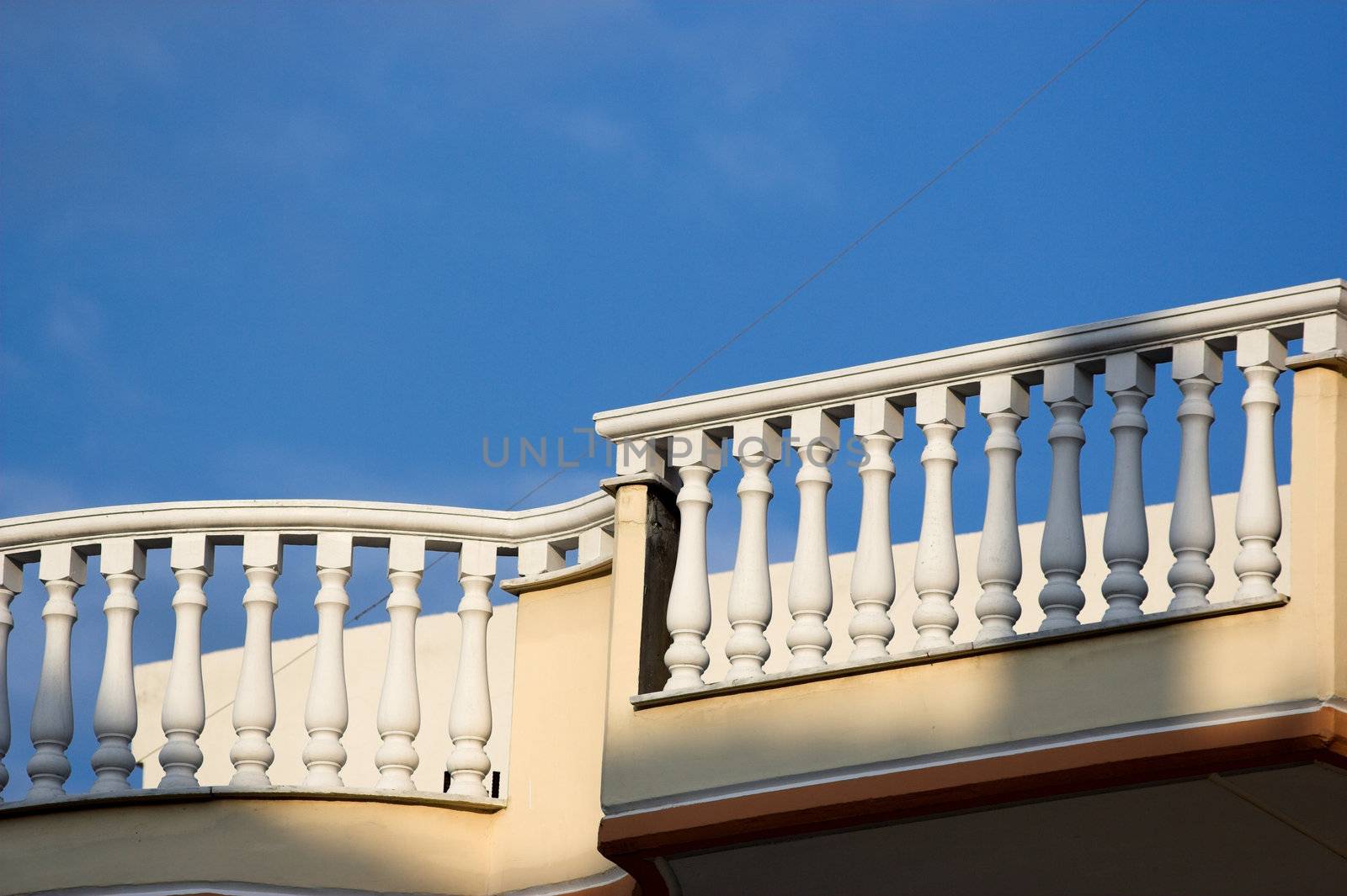 Balcony over blue sky,Paralia Katerinis,Greece
