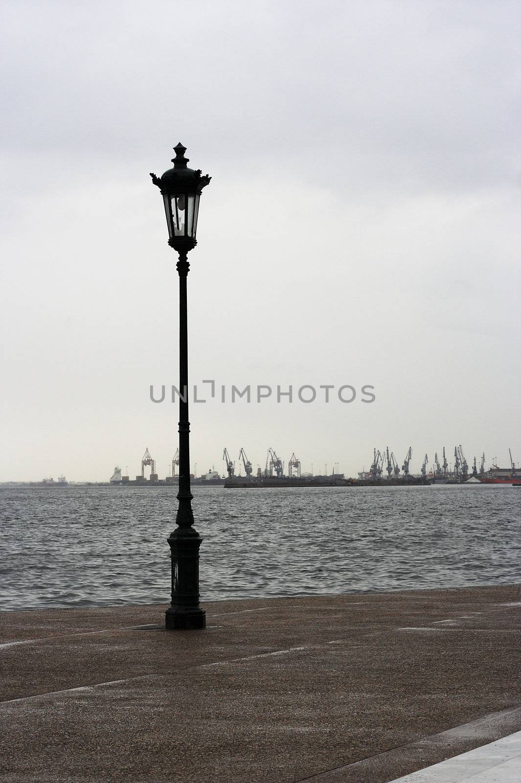 Promenade in Thessaloniki,Greece in rainy day