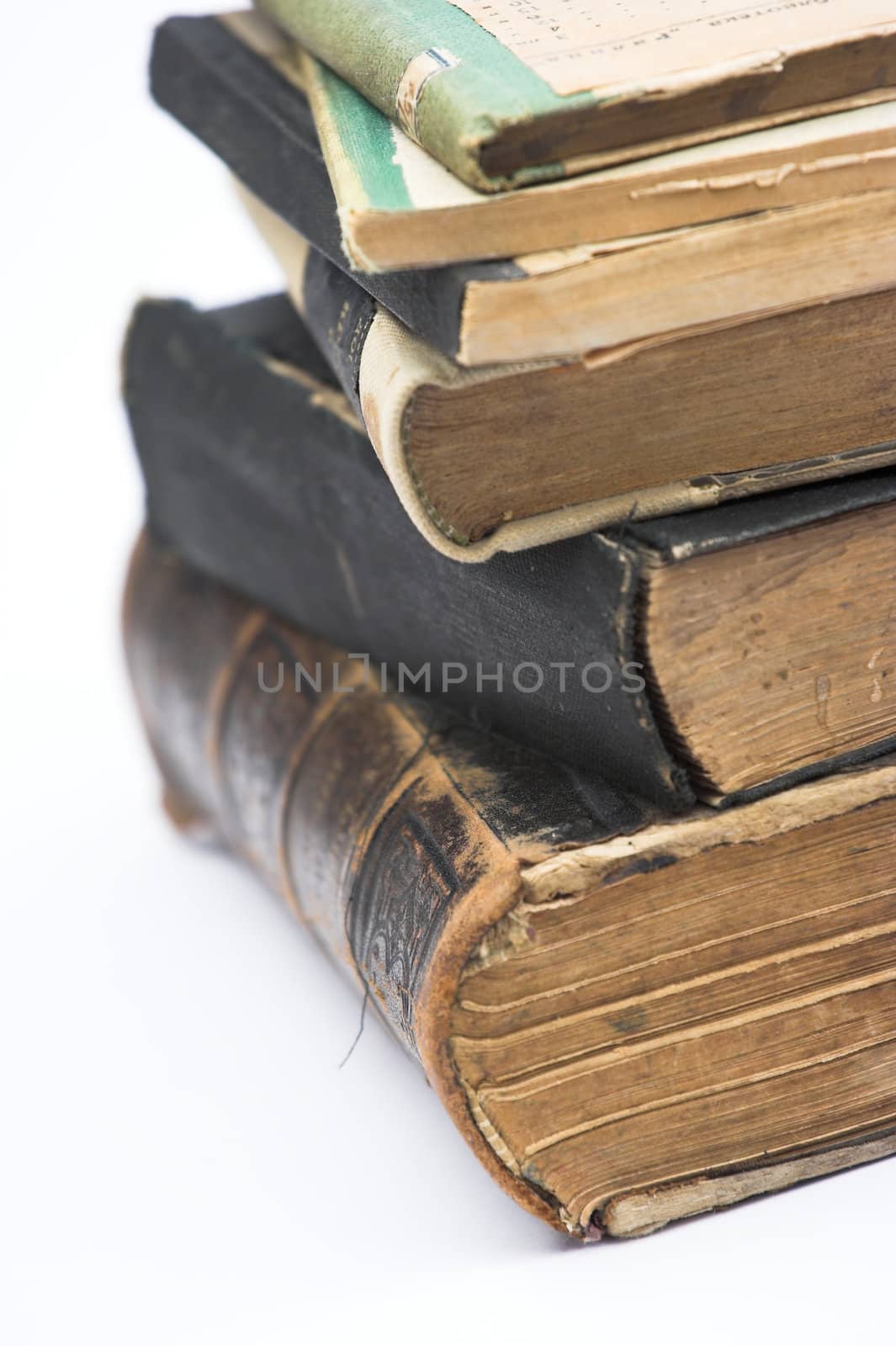 Stack of old books,isolated