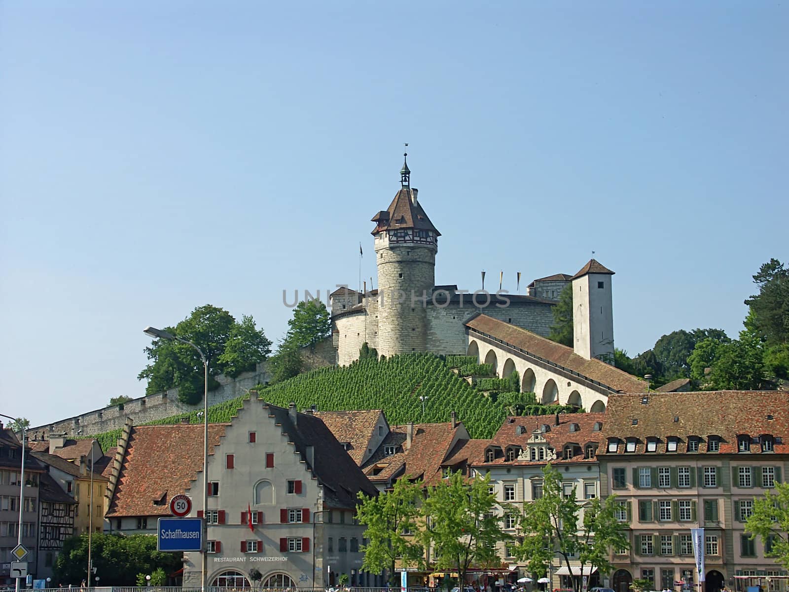 Castle Schaffhausen on a background of the blue sky
