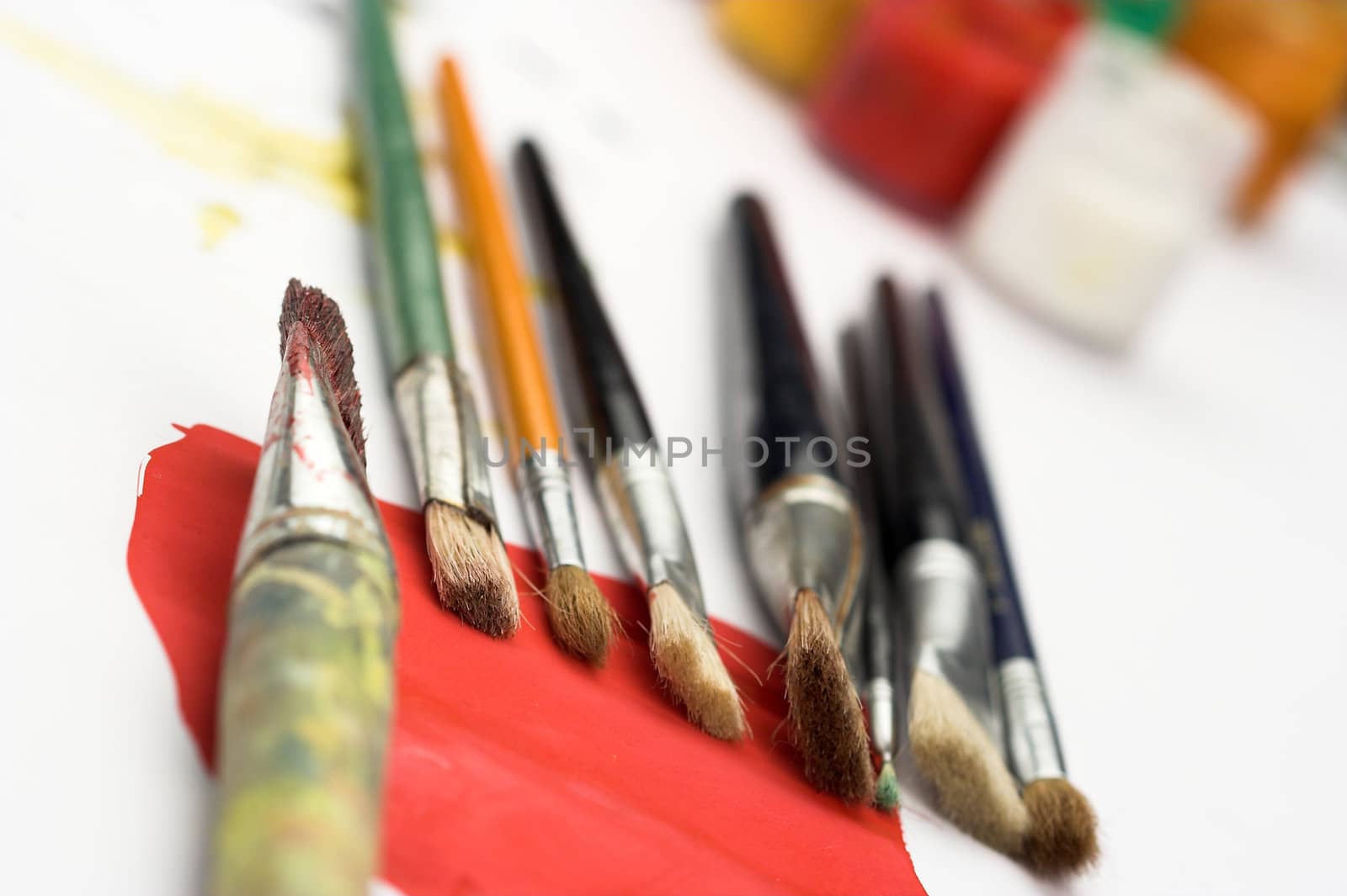 Close up of some paintbrushes