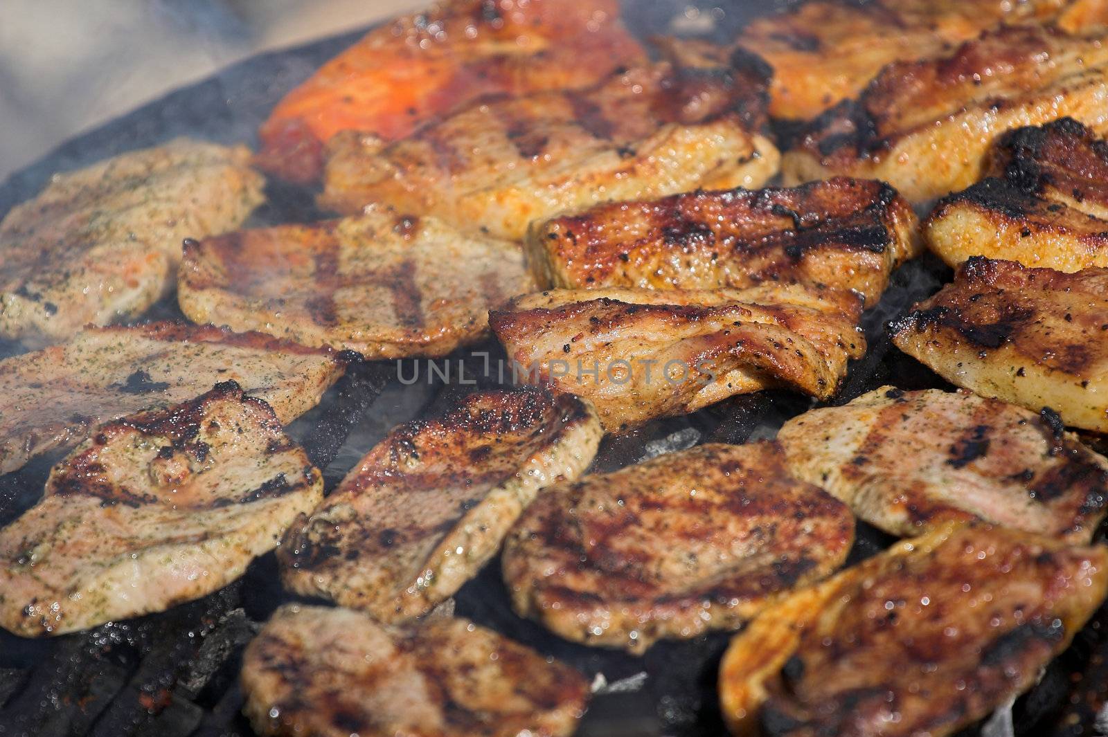 close up of grilled meat,outdoor