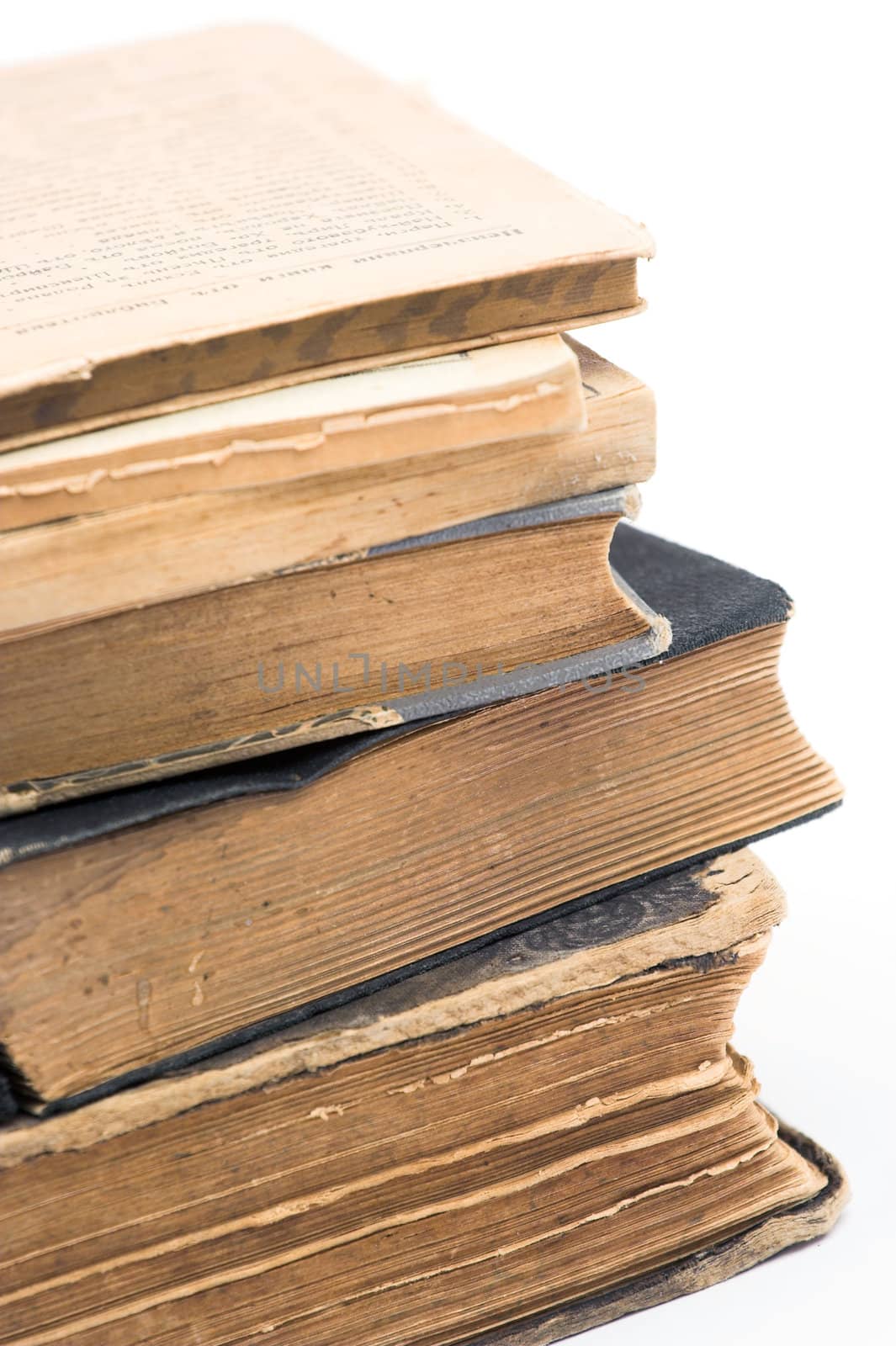 Stack of old books,isolated