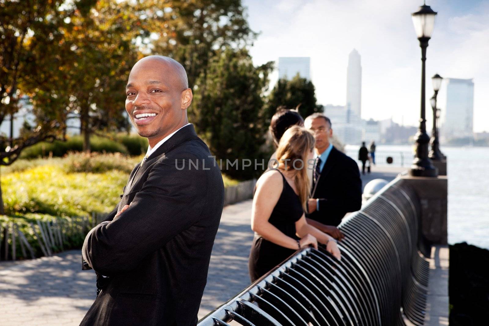 An African American business man with a big smile