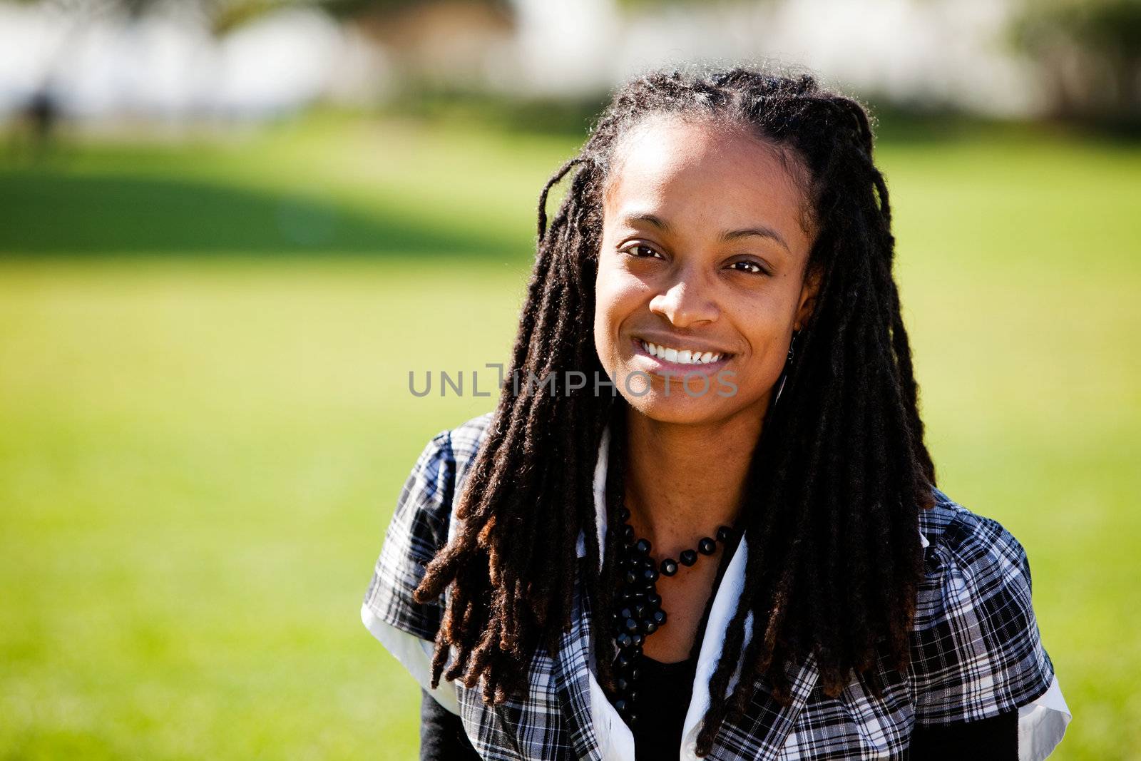 A beautiful African American with candid smile