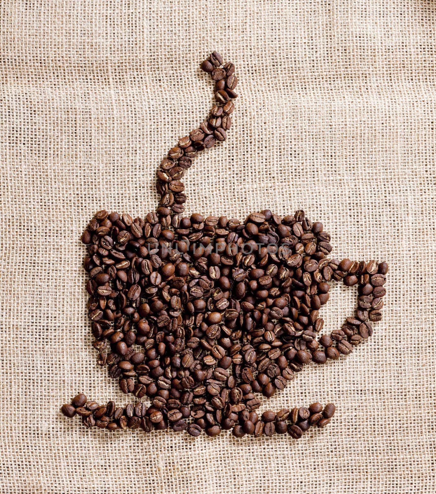 cup of coffee made of coffee beans