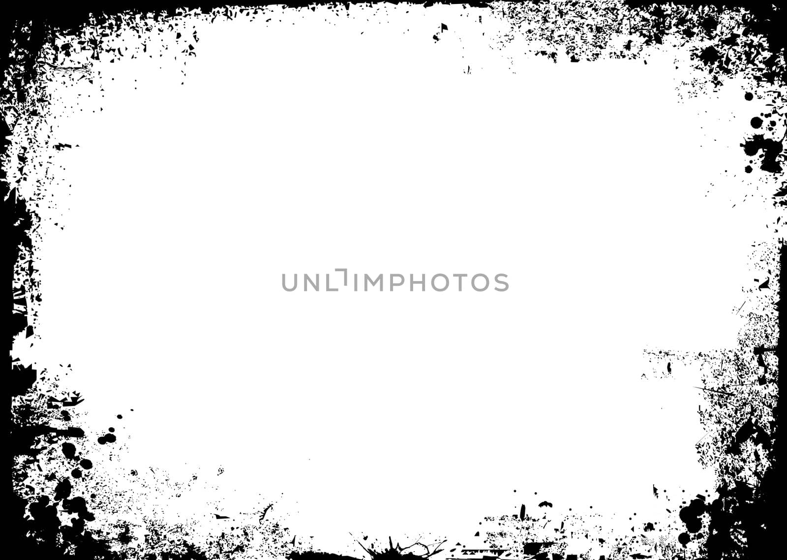 Black and white ink splat border in landscape 