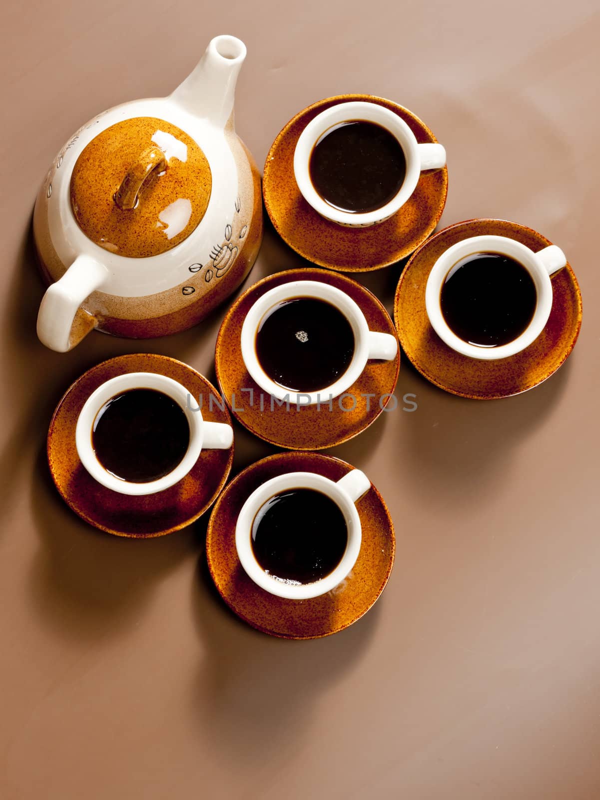 still life of coffee cups and coffeepot