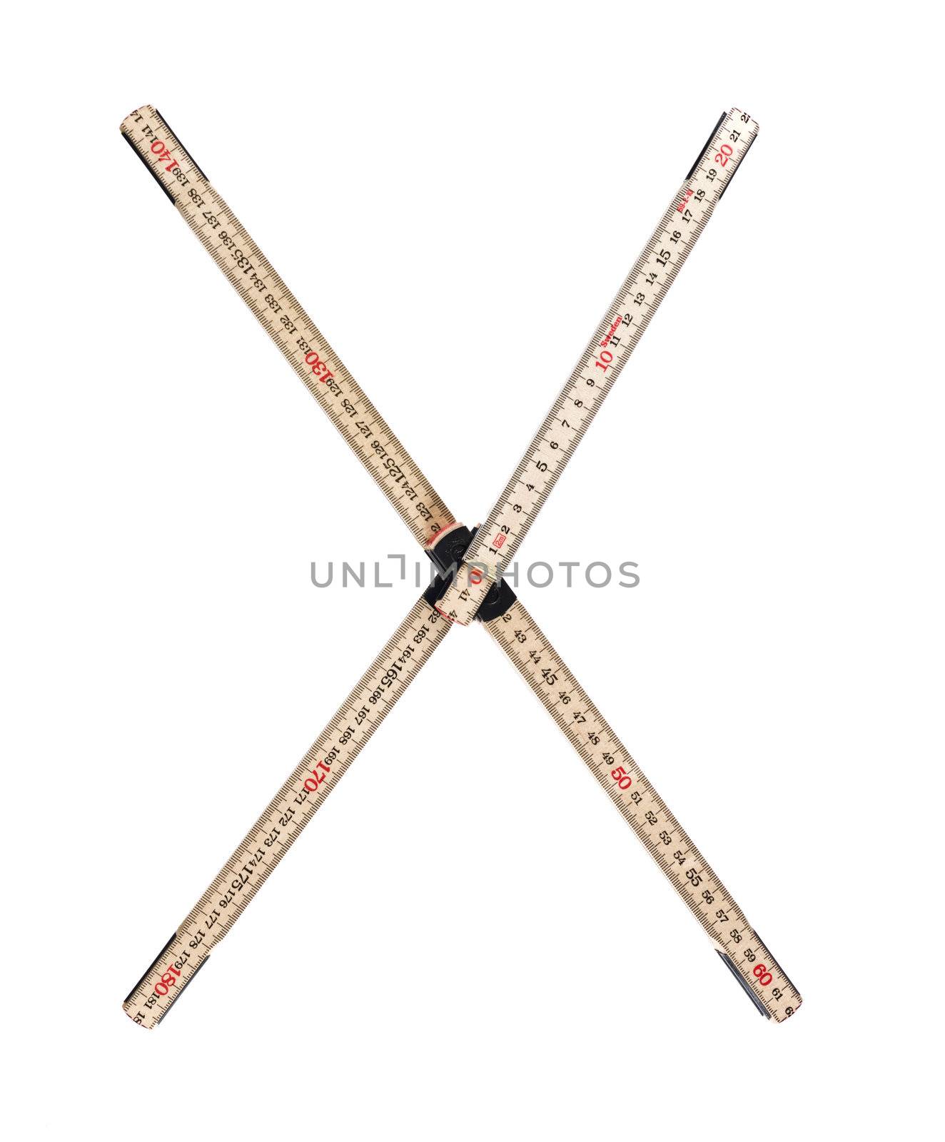 Letter 'X' made of a folding ruler