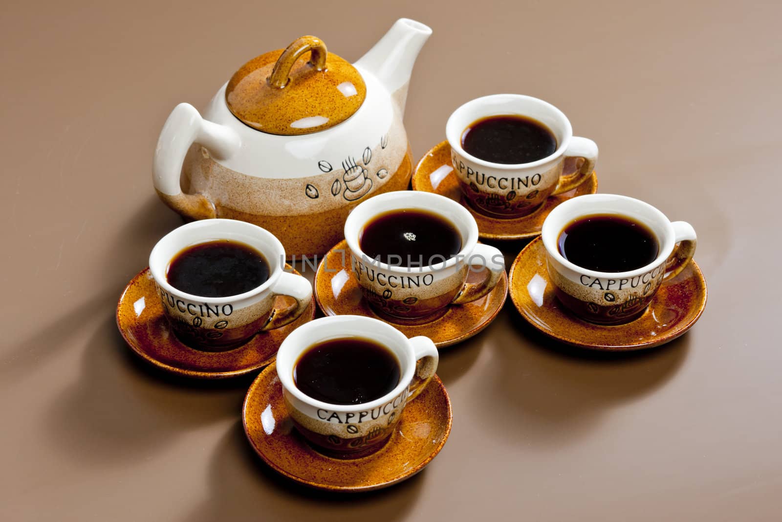 still life of coffee cups and coffeepot
