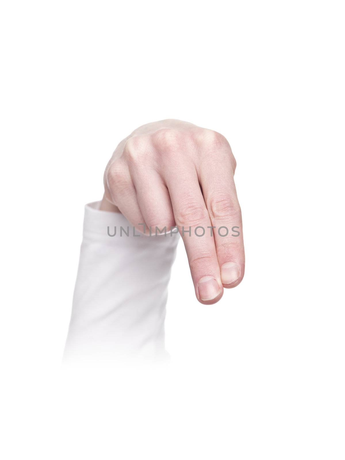 Letter 'N' in sign language, isolated on a white background