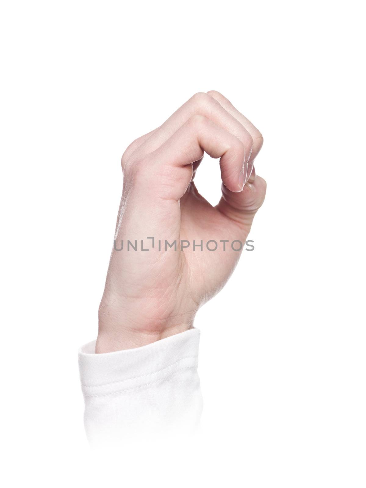 Letter 'O' in sign language, isolated on a white background