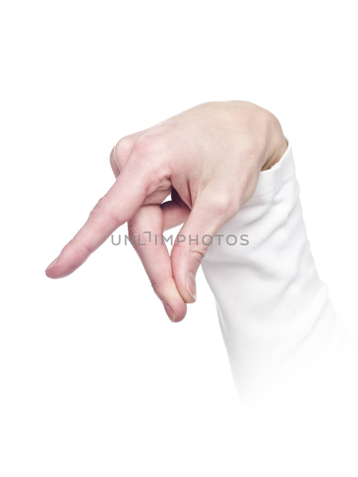 Letter 'P' in sign language, isolated on a white background