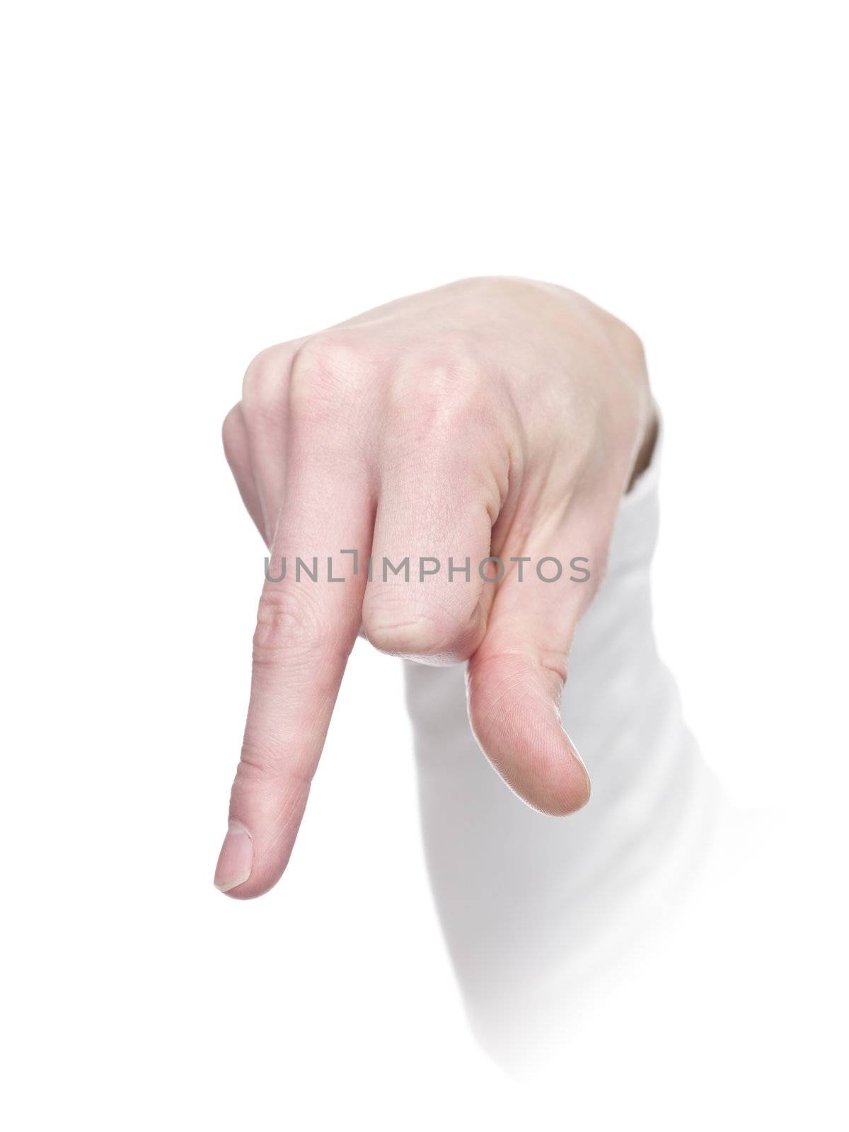 Letter 'Q' in sign language, isolated on a white background