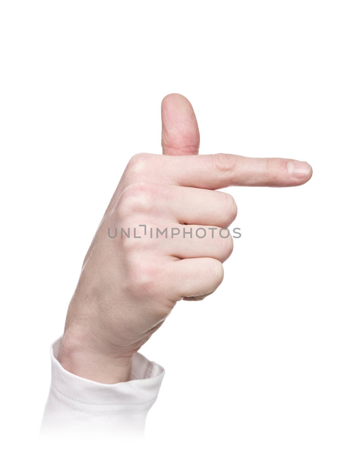 Letter 't' in sign language, isolated on a white background
