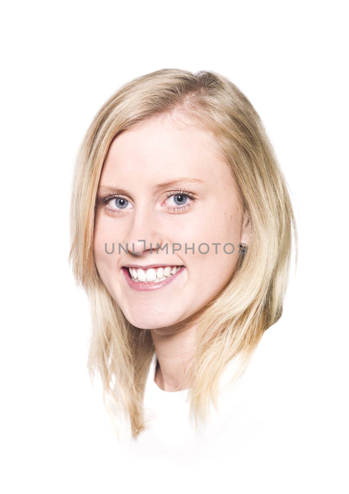 Girl with a Toothy Smile isolated on a white background