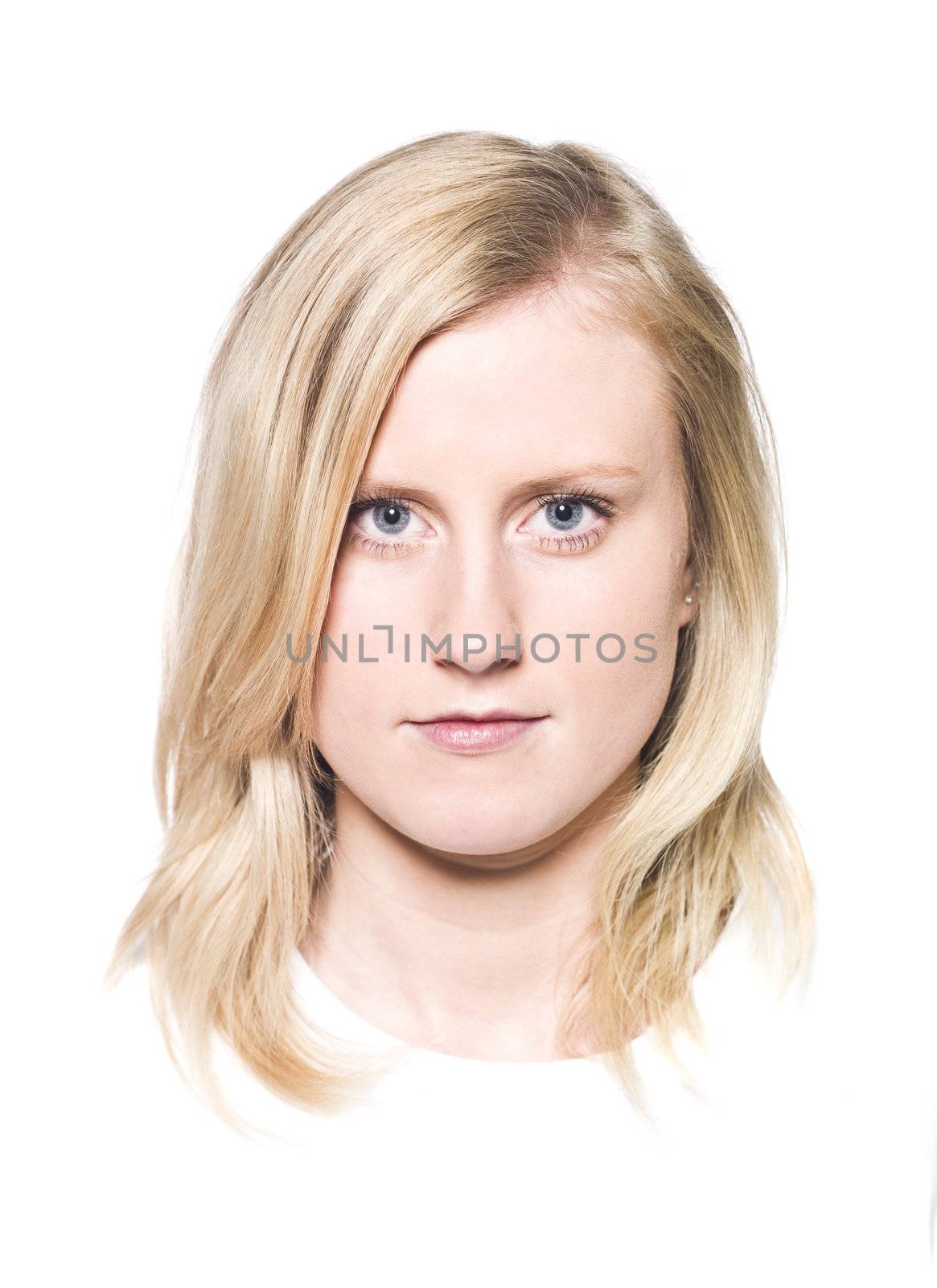 Portrait of a young woman isolated on white