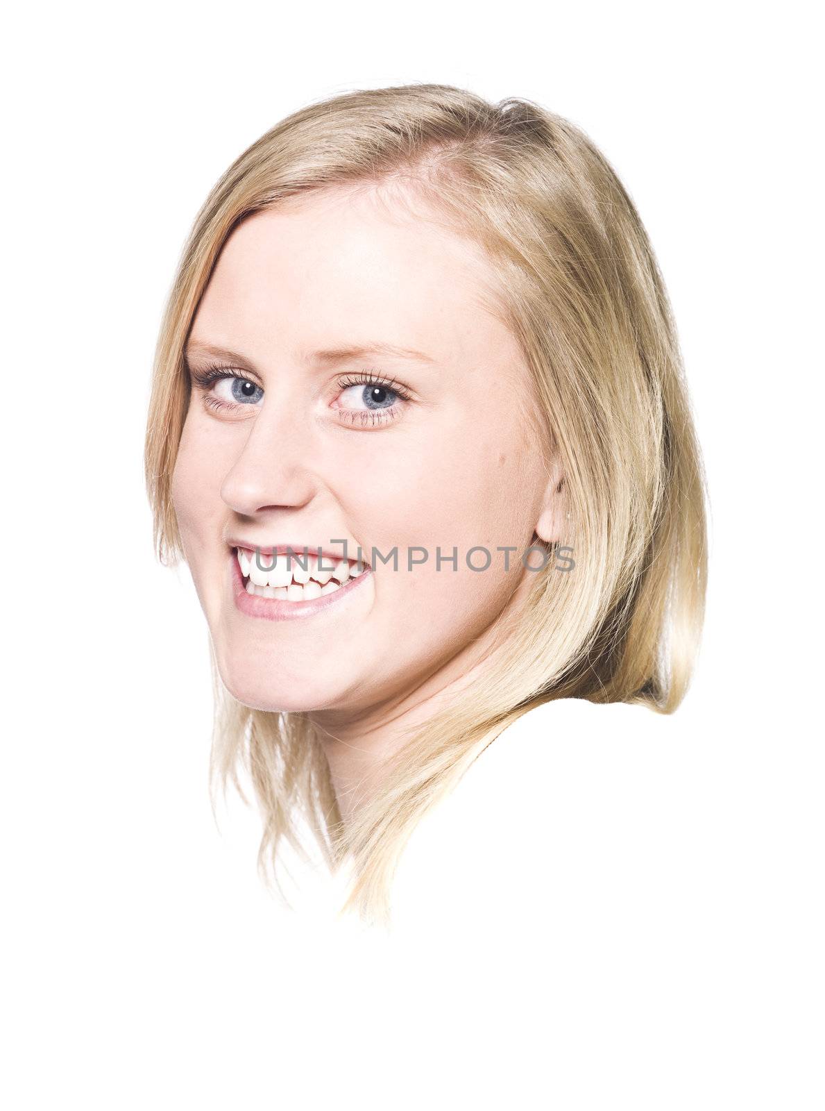 Girl with a Toothy Smile isolated on a white background