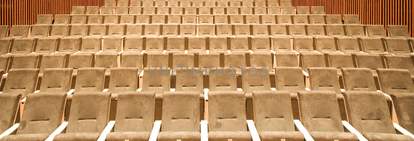 Empty seats in a row in a university hall