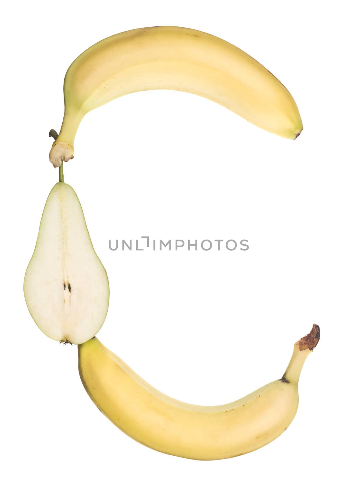 The letter 'C' made out of fruit isolated on a white background