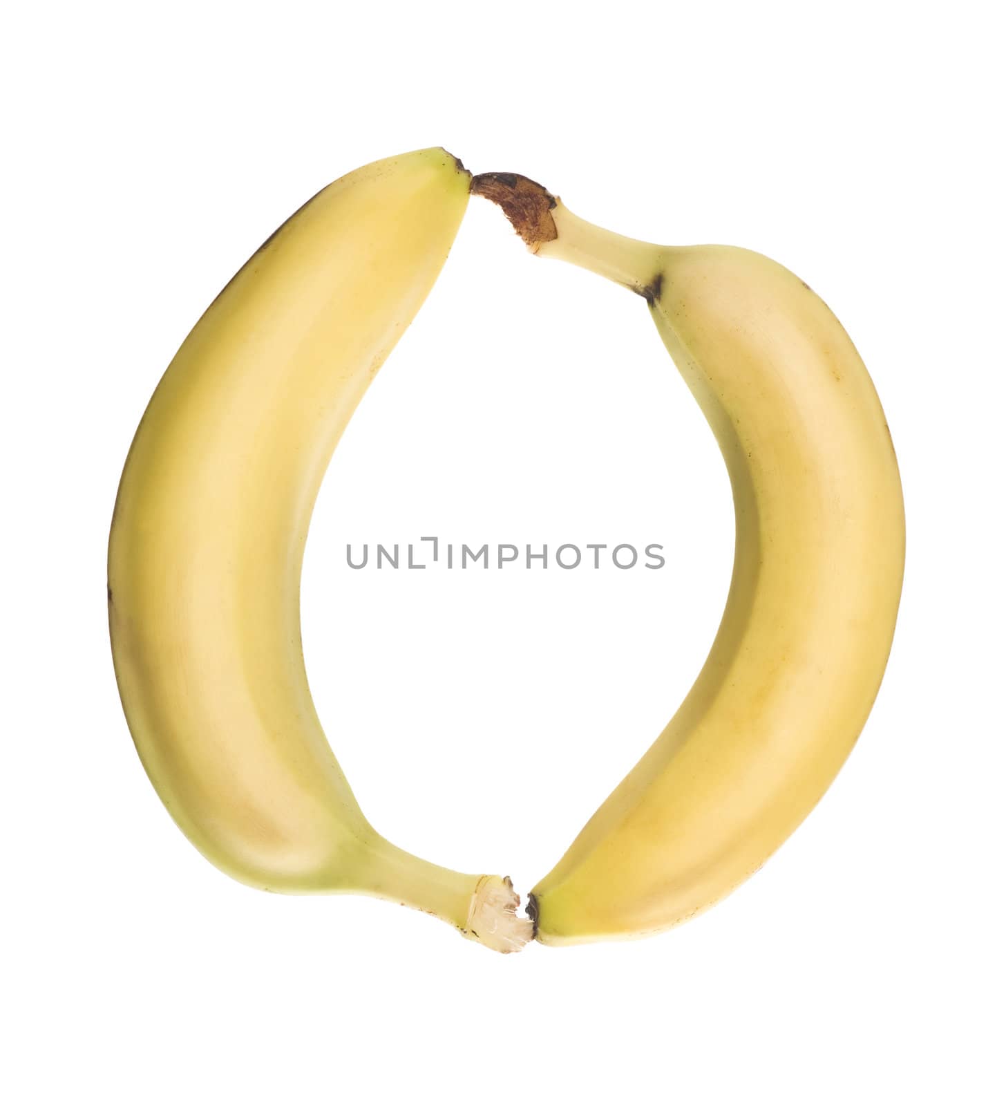 The letter 'O' made out of fruit isolated on a white background