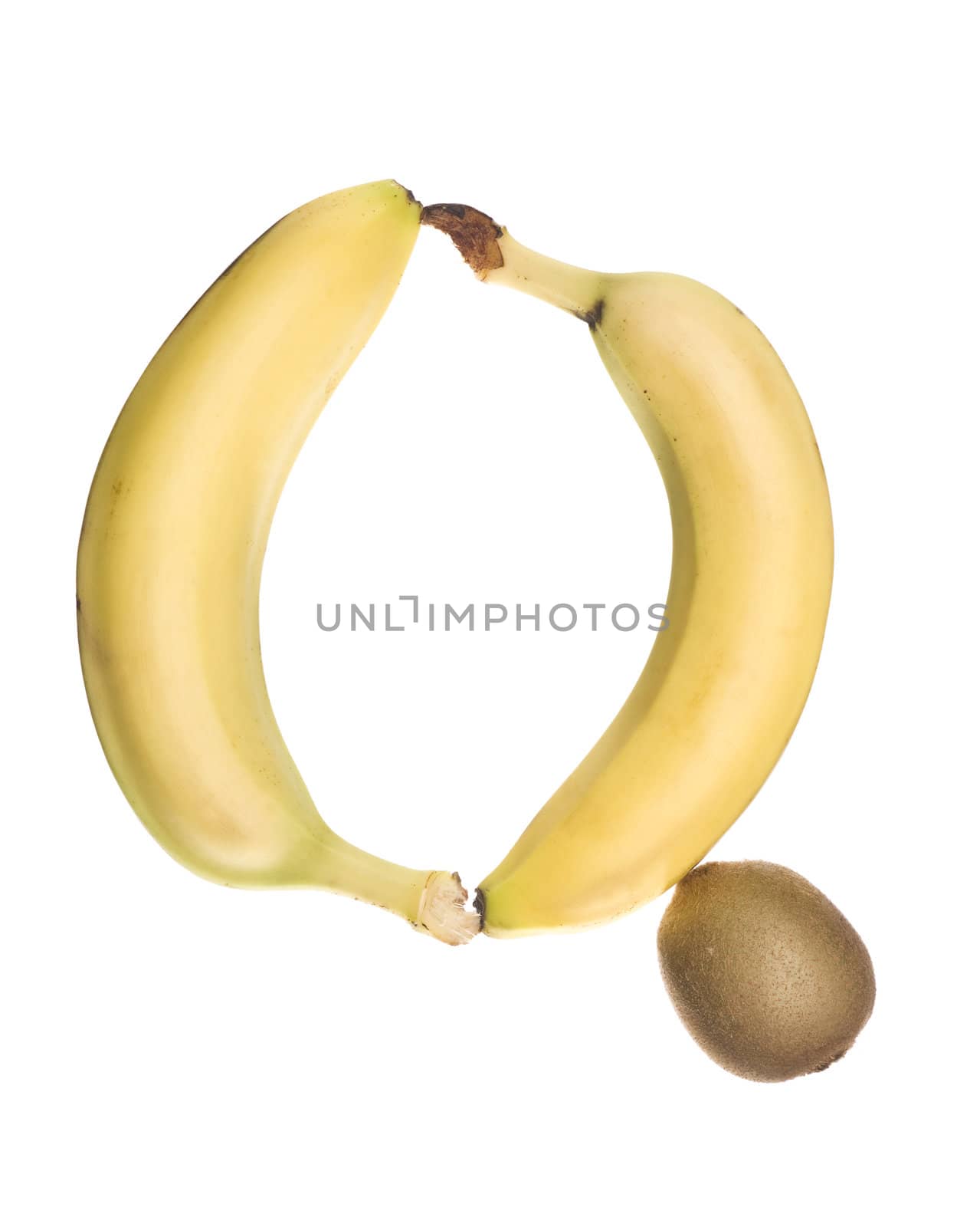 The letter 'Q' made out of fruit isolated on a white background