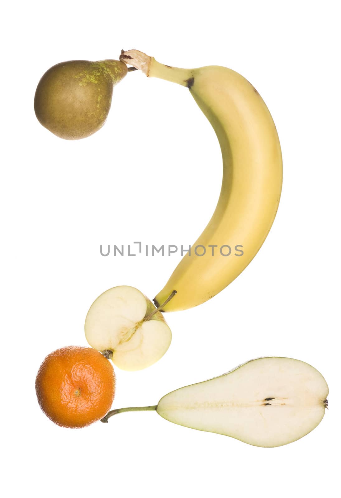 The letter 'Z' made out of fruit isolated on a white background