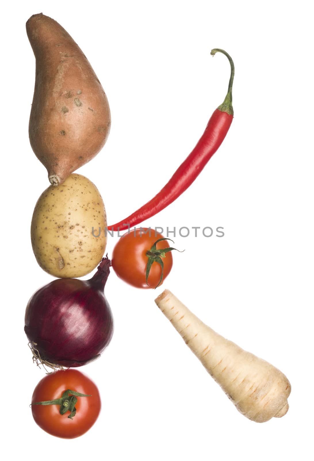 The letter 'K' made out of vegetables by gemenacom