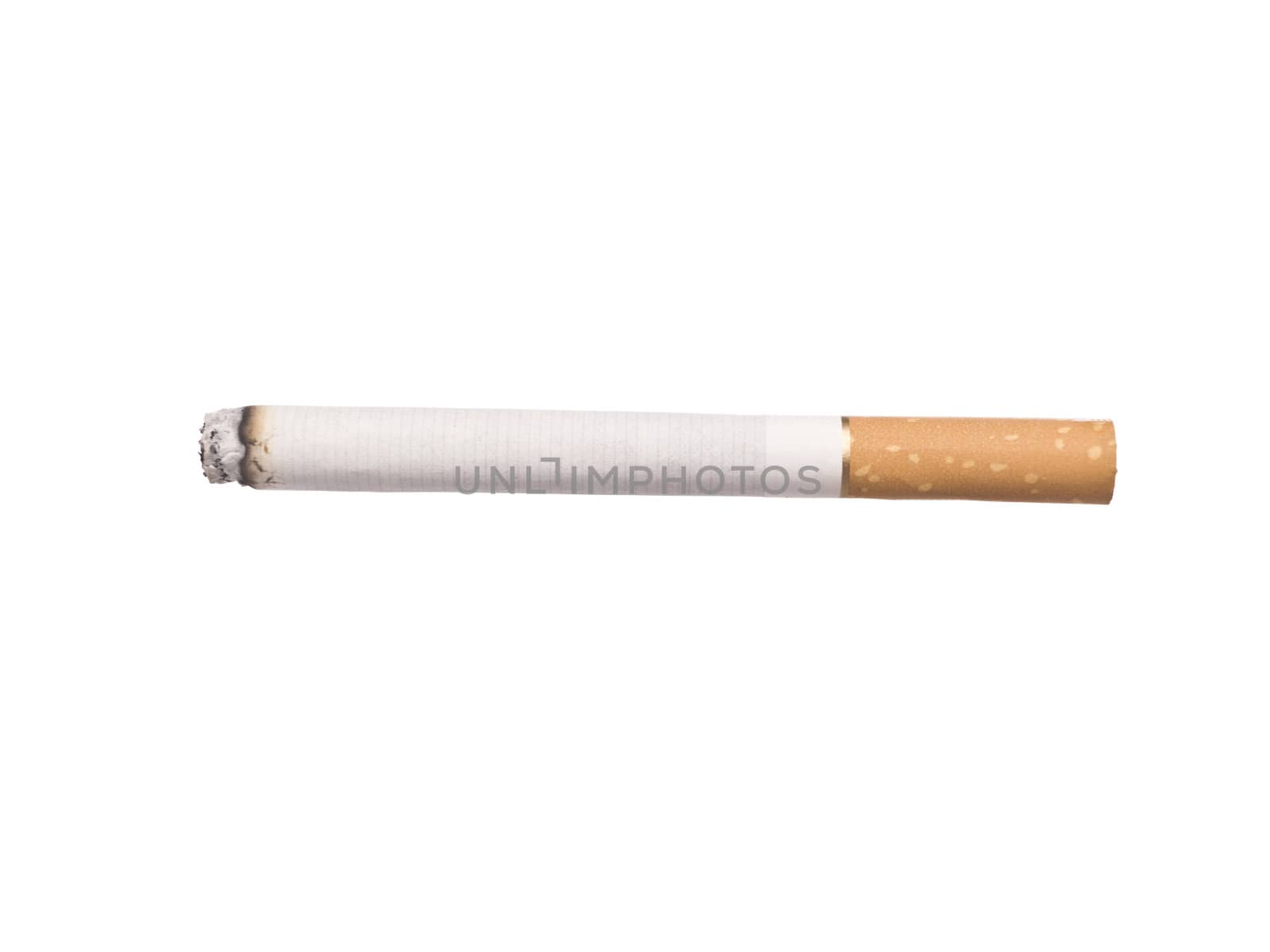 Lit cigarette isolated on a white background