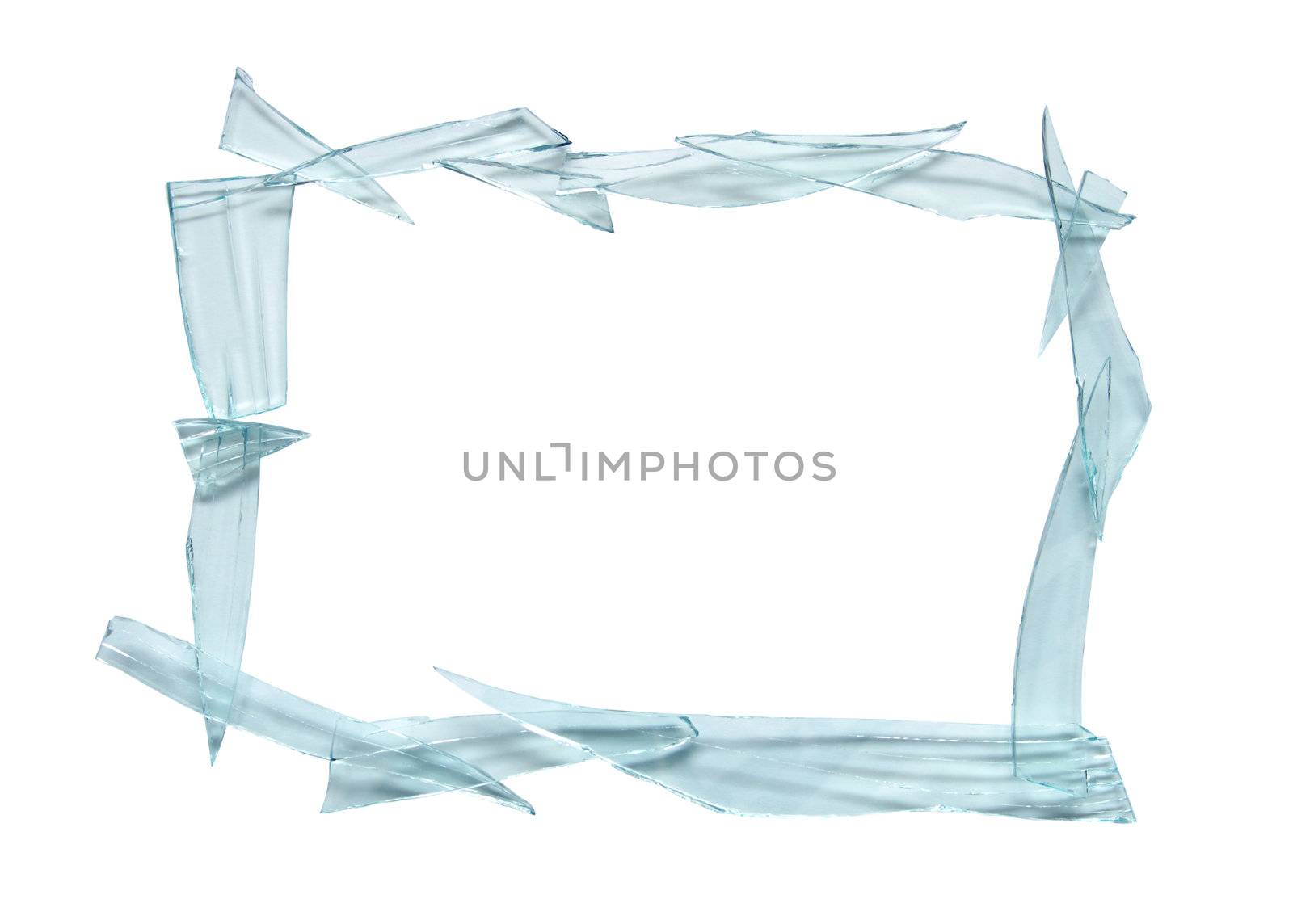 Frame made from broken glass. Isolated on white with clipping path