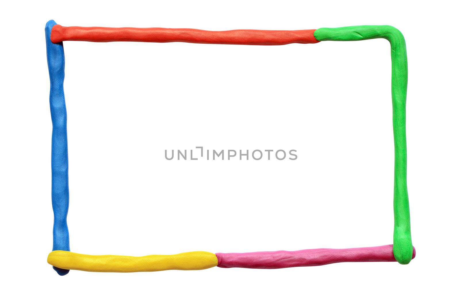 Frame made from colored plasticine. Isolated on white with clipping path