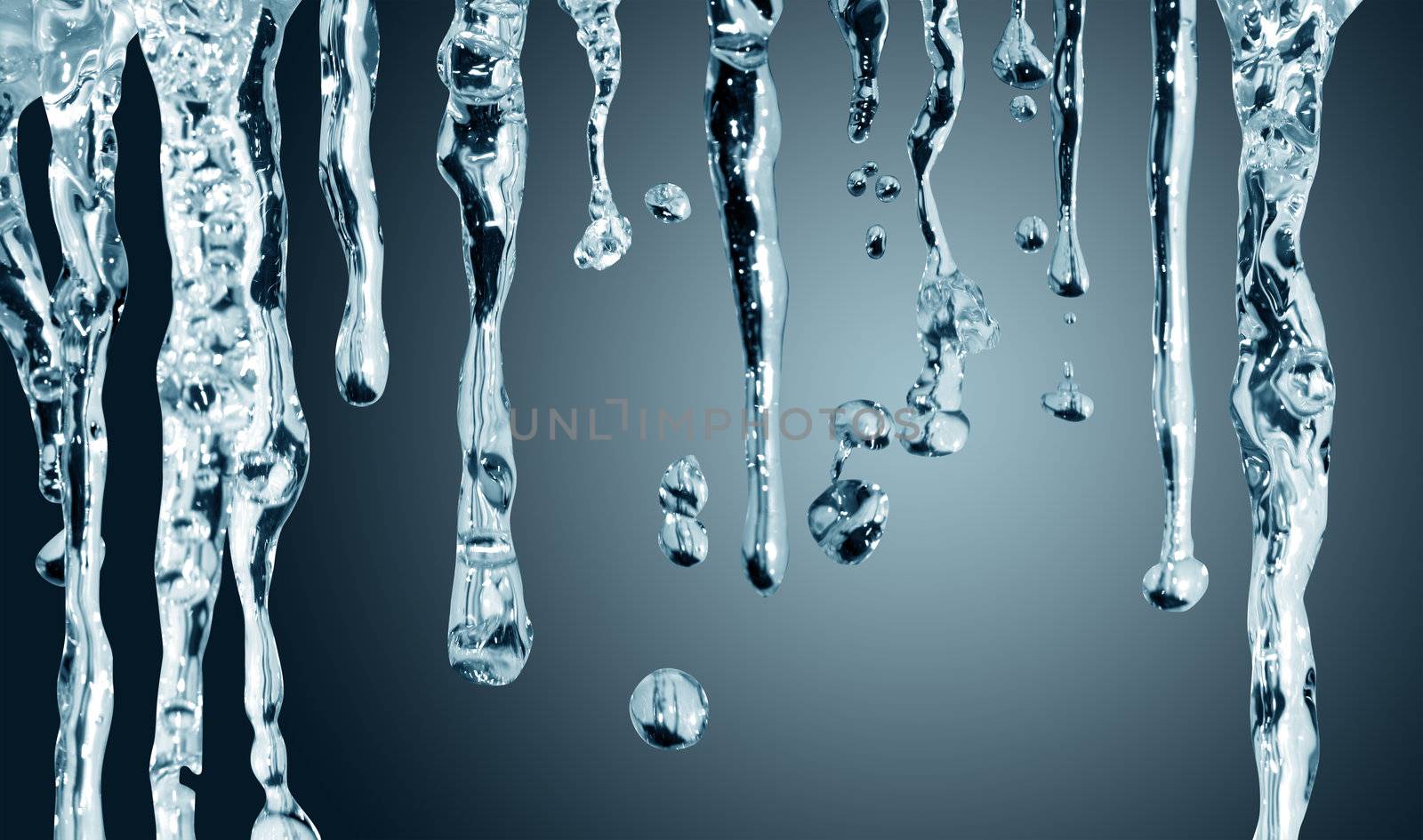 Flowing water abstract background isolated on dark with clipping path