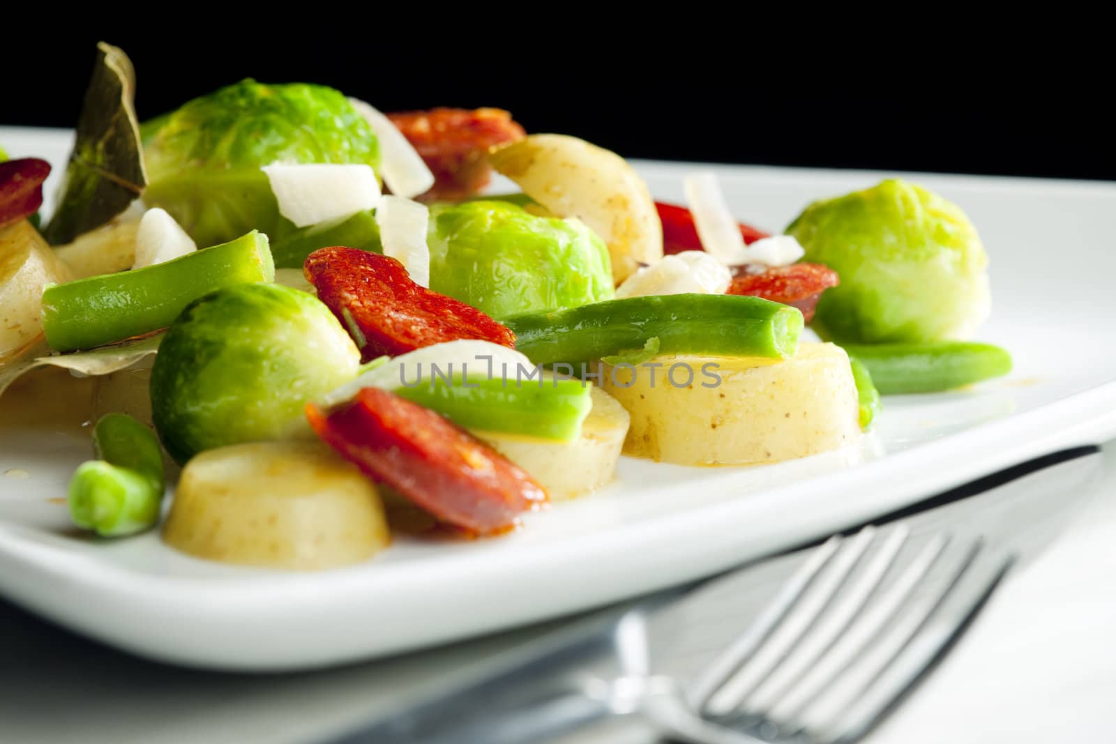 vegetables mixture with sausage and potatoes