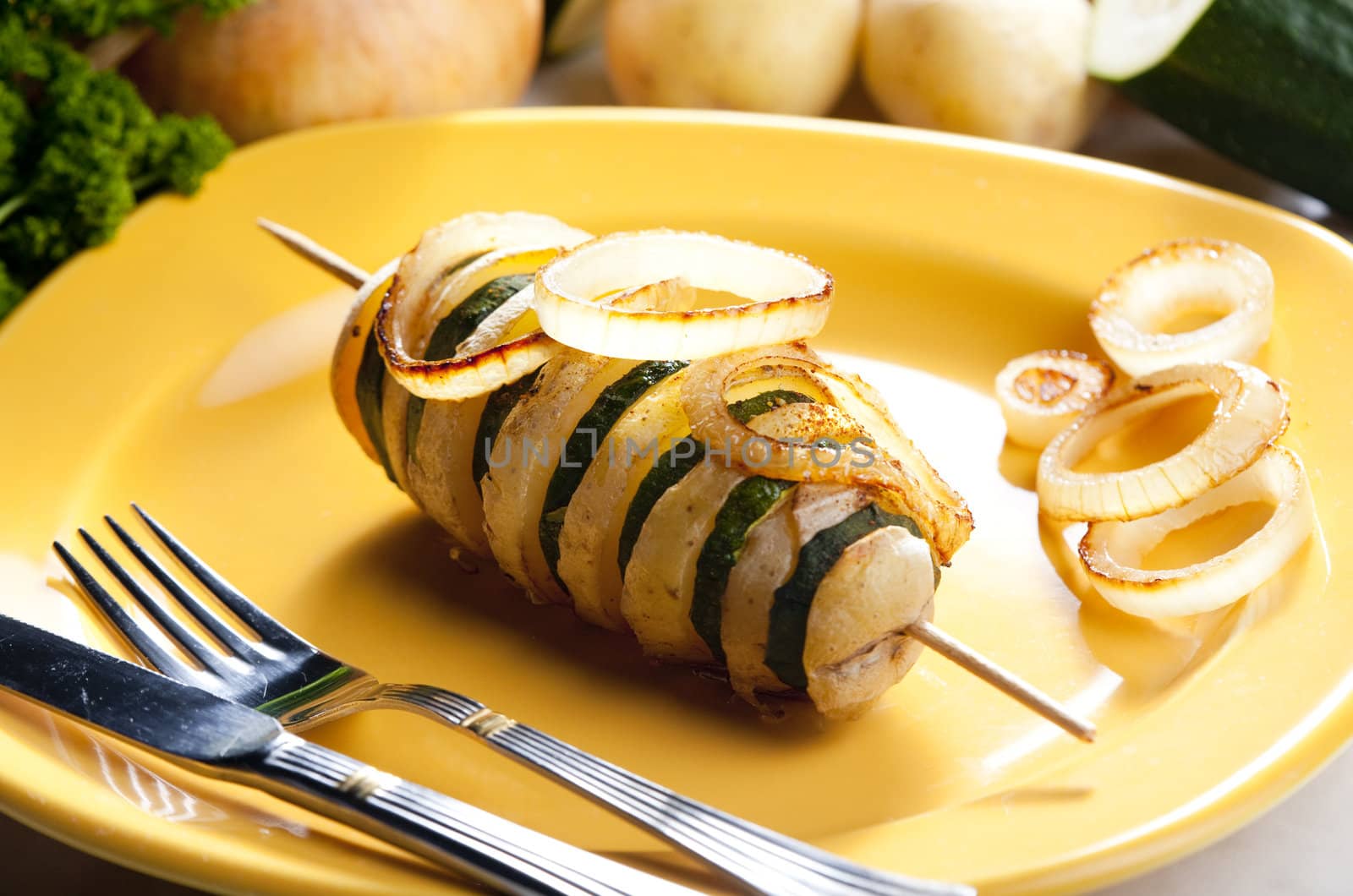 zucchini and potato skewer