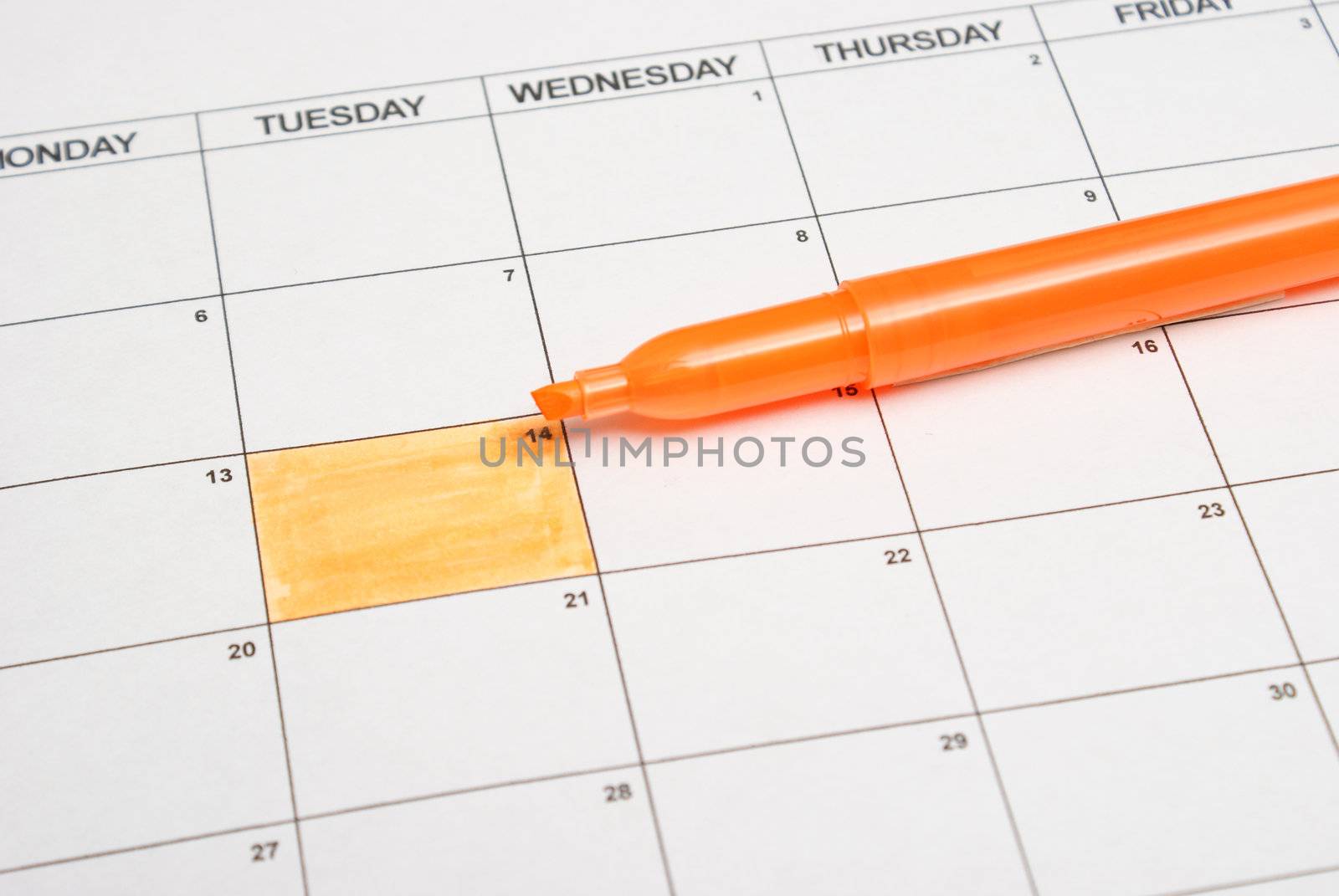 A highlighted day on a calendar month.