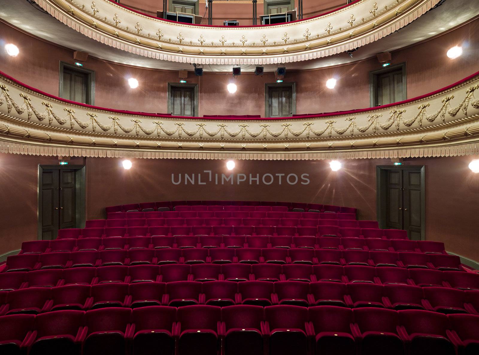 Luxurious theather hall in classic baroque style.